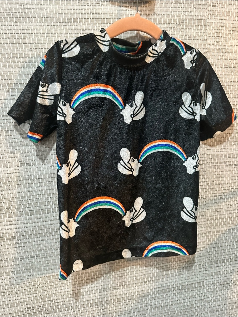 Caroline Bosmans princesses puking rainbows velvet top